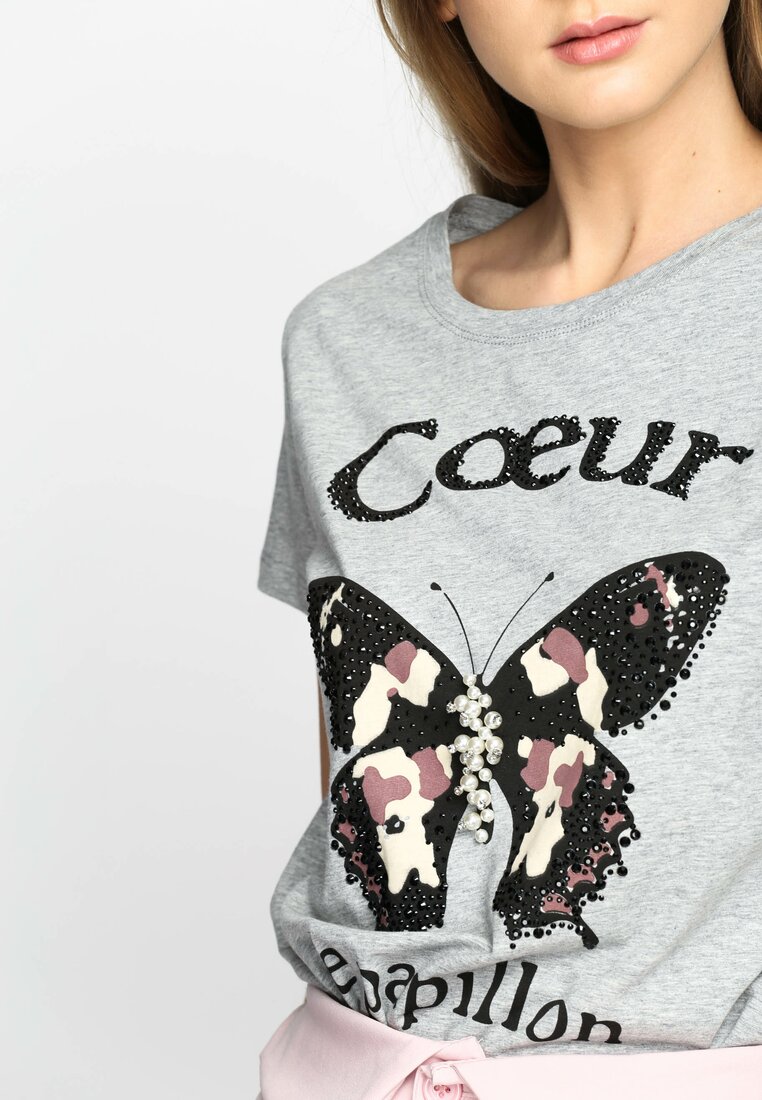 Szary T-shirt Papillon