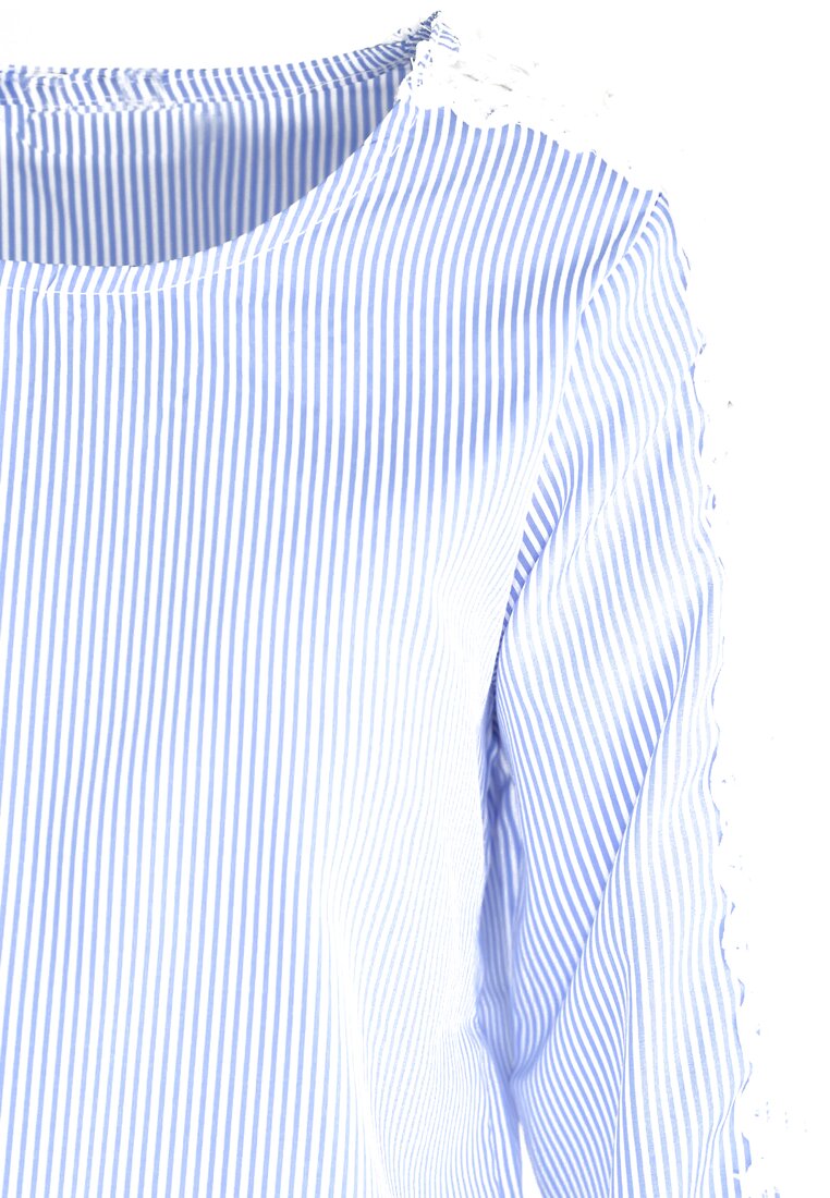 Niebieska Bluzka Lace Sleeve