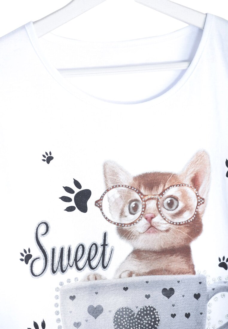 Biały T-shirt Sweet Cats