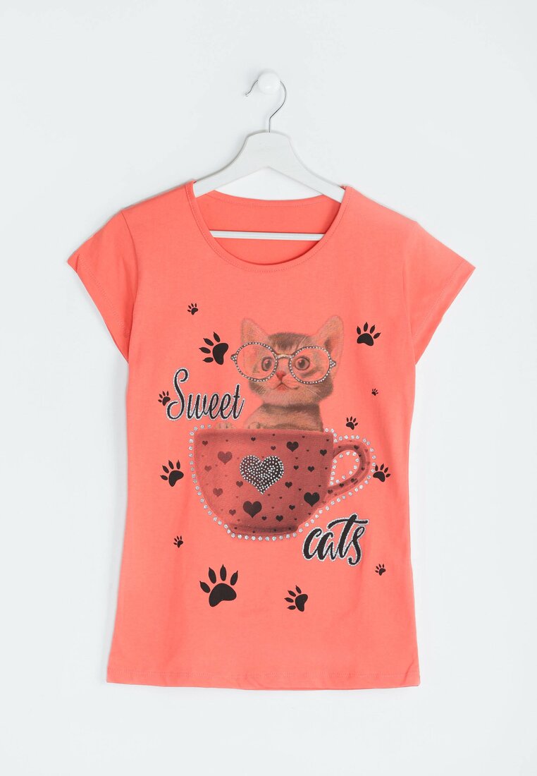 Koralowy T-shirt Sweet Cats