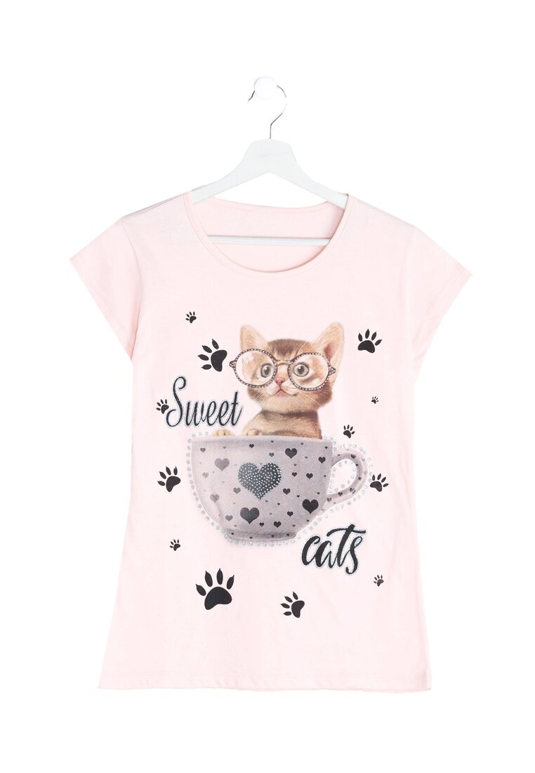 Jasnoróżowy T-shirt Sweet Cats