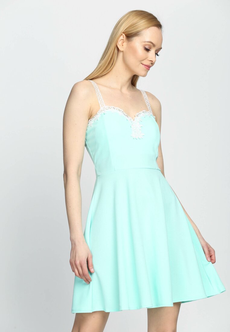 Miętowa Sukienka Lace Dress
