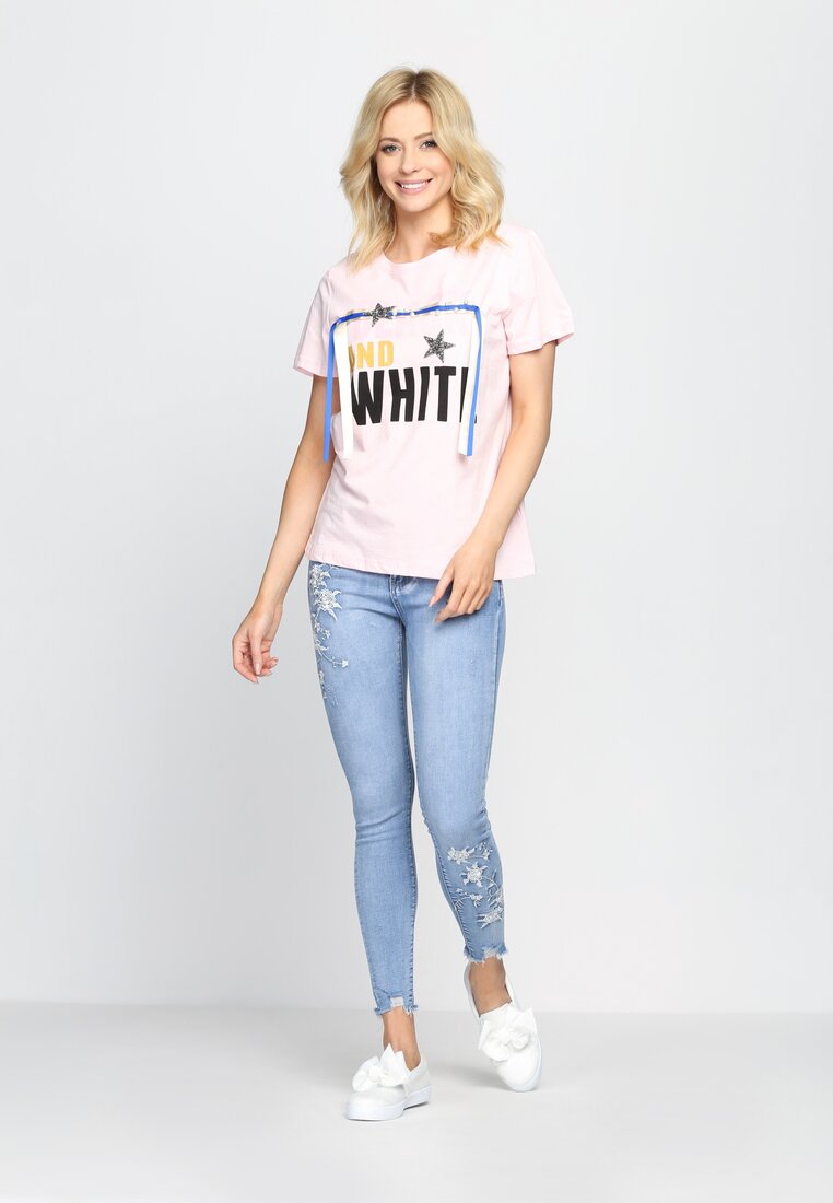 Różowy T-shirt And White
