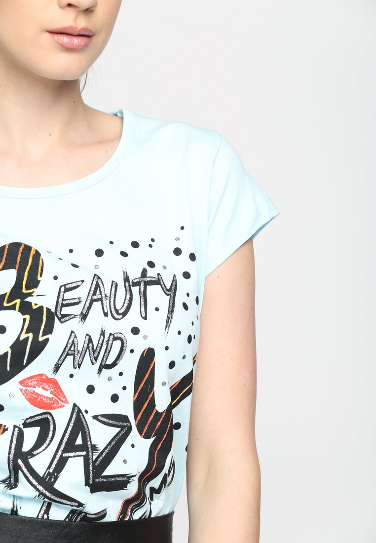 Jasnoniebieski T-shirt Beauty and Crazy Live