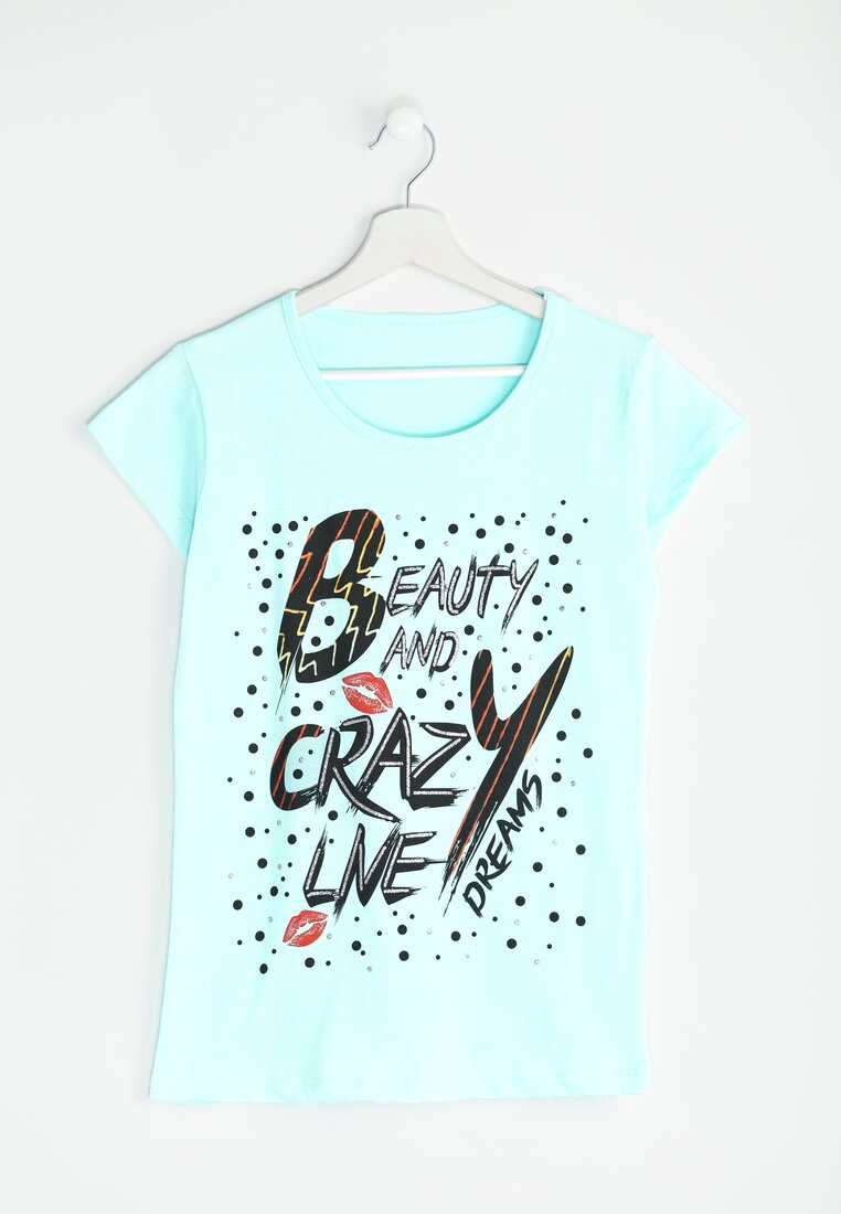 Miętowy T-shirt Beauty and Crazy Live