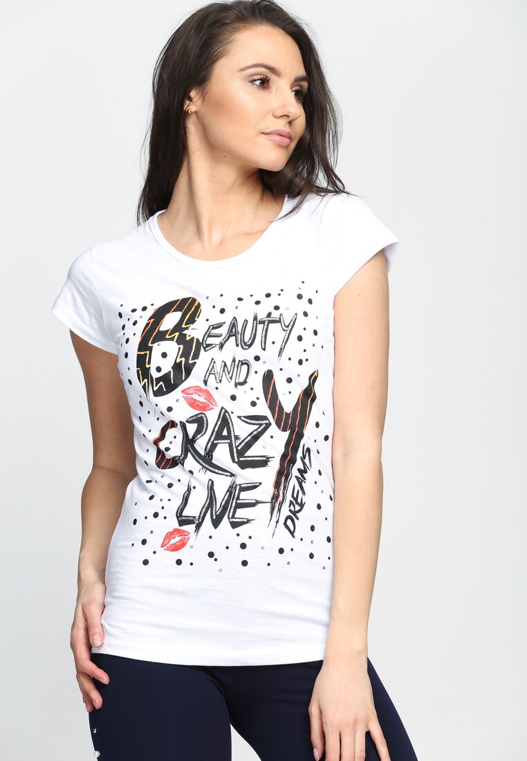 Biały T-shirt Beauty and Crazy Live