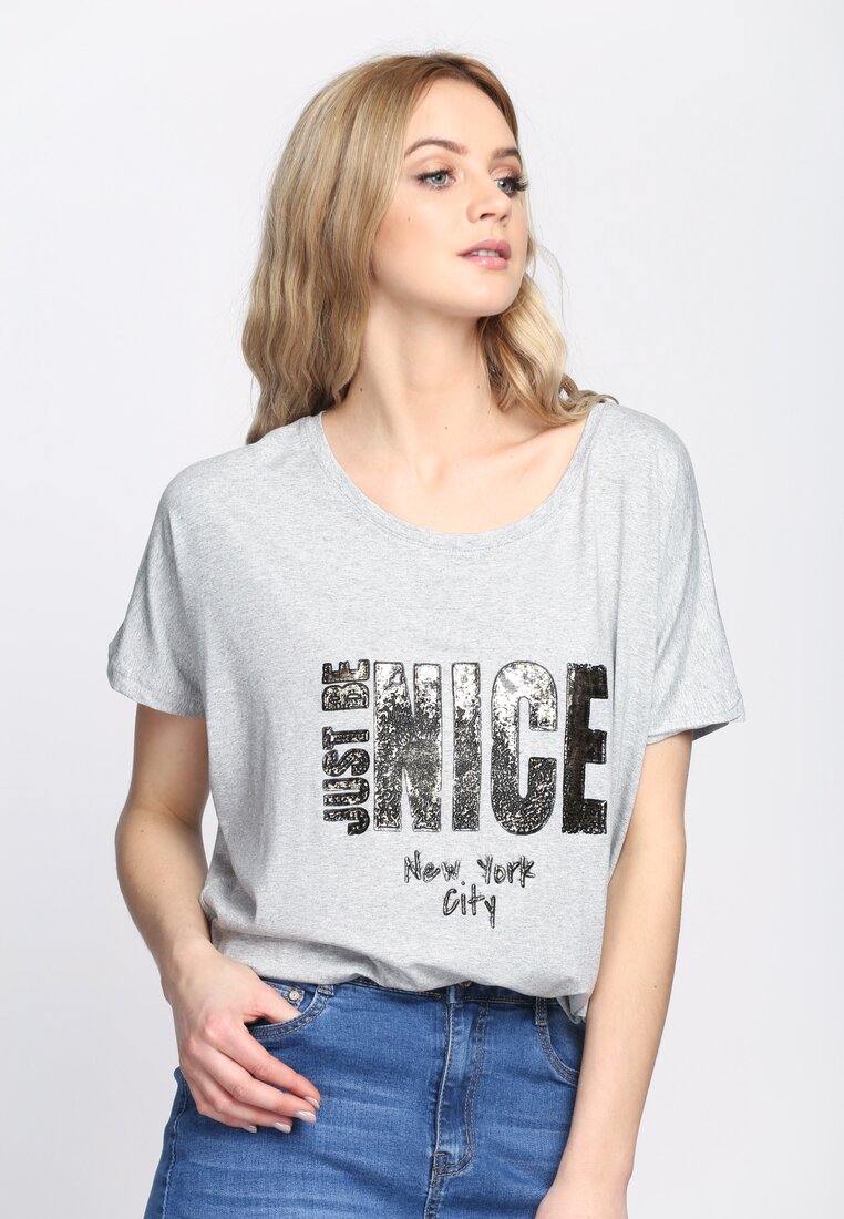 Szary T-shirt Just Be Nice