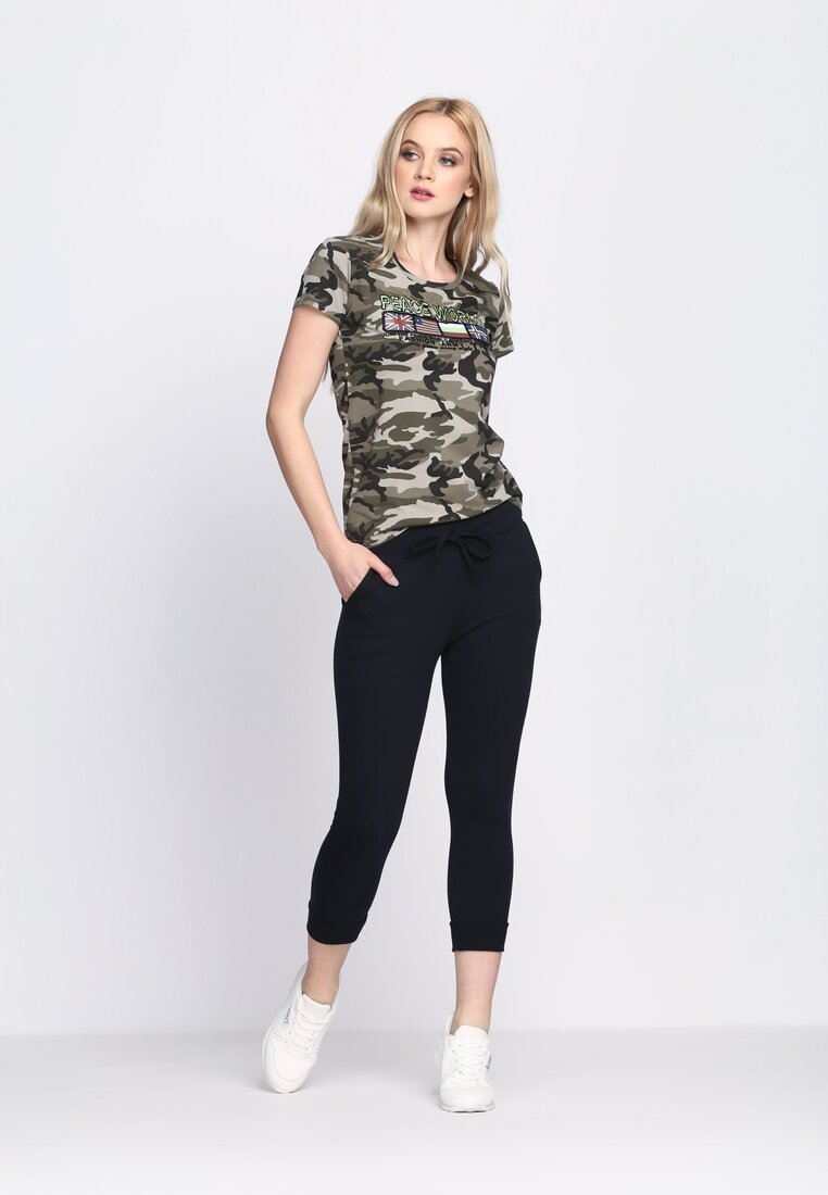 Zielony-Moro T-shirt Warrior Woman