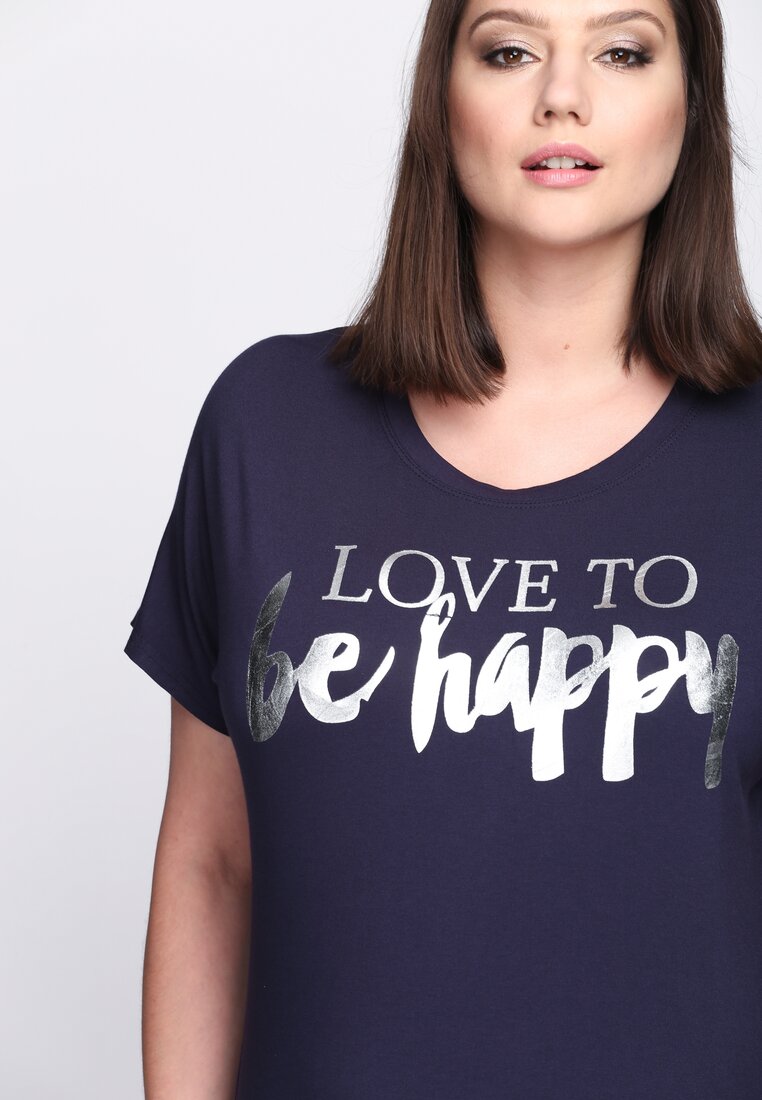 Granatowy T-shirt Love To Be Happy