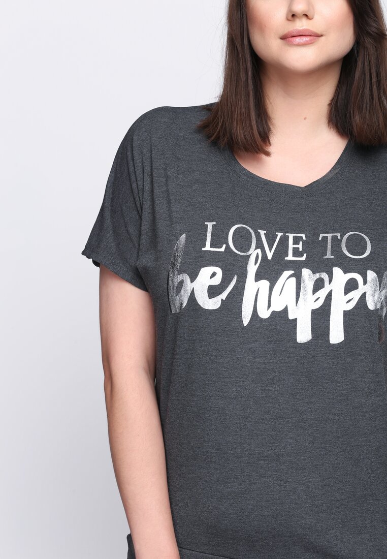 Ciemnoszary T-shirt Love To Be Happy