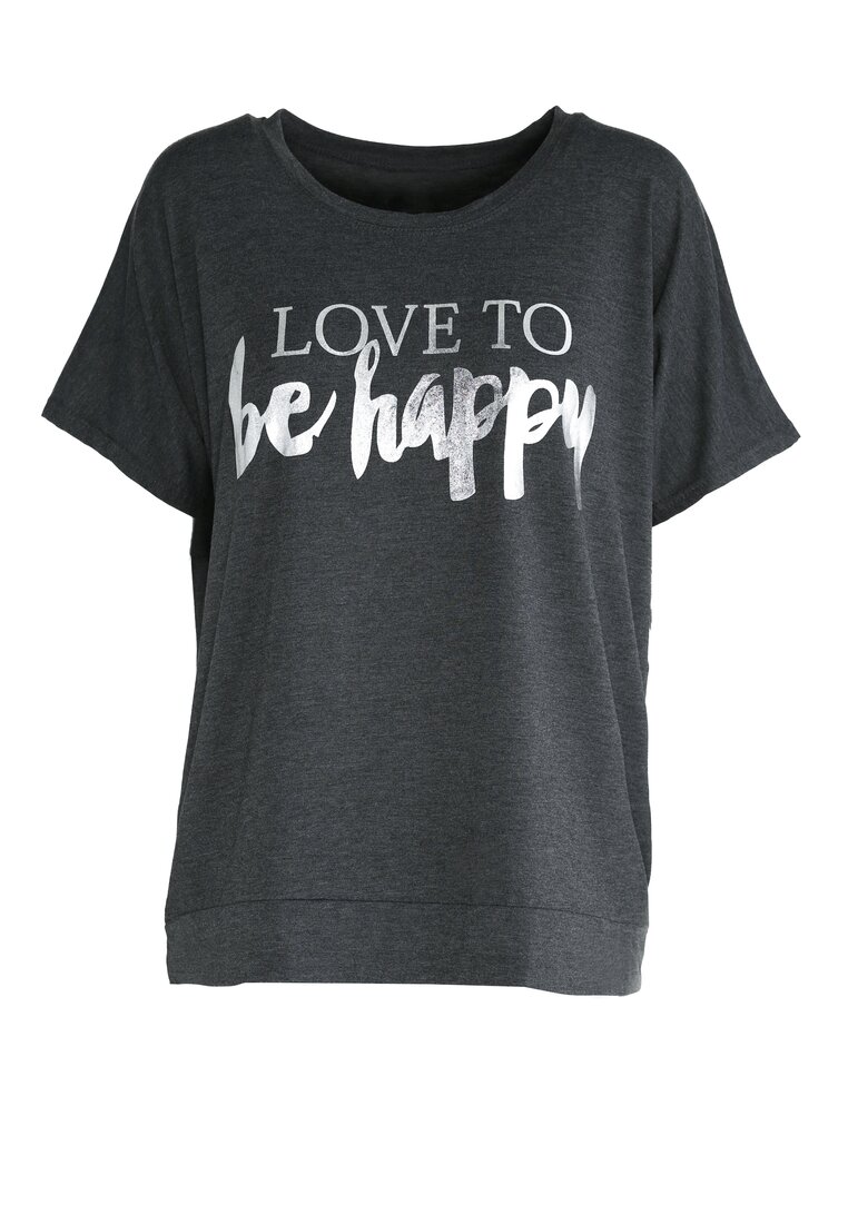 Ciemnoszary T-shirt Love To Be Happy