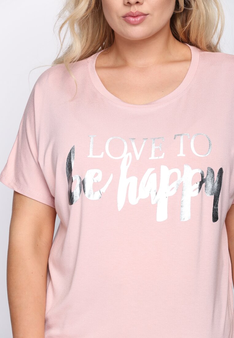 Różowy T-shirt Love To Be Happy