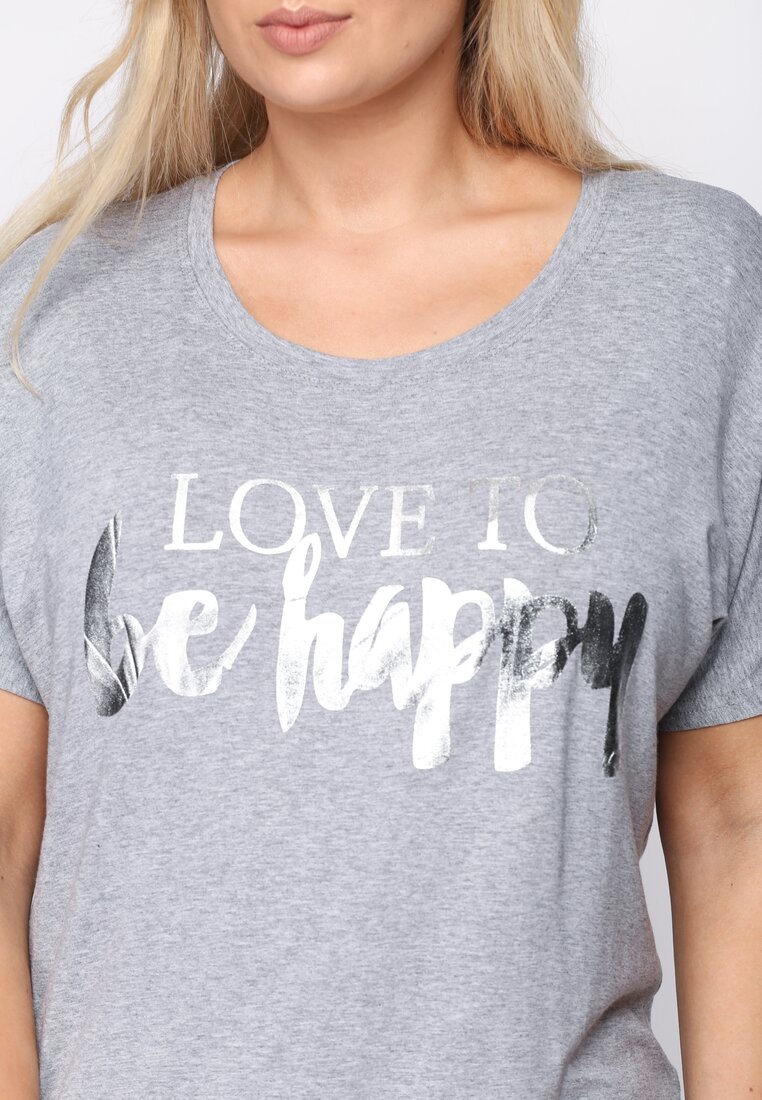 Szary T-shirt Love To Be Happy