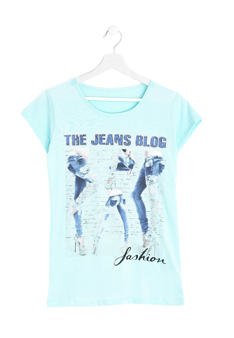 Miętowy T-shirt The Jeans Blog