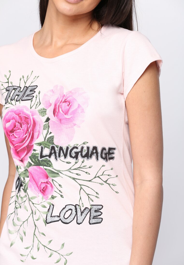 Różowy T-shirt Perfect Language