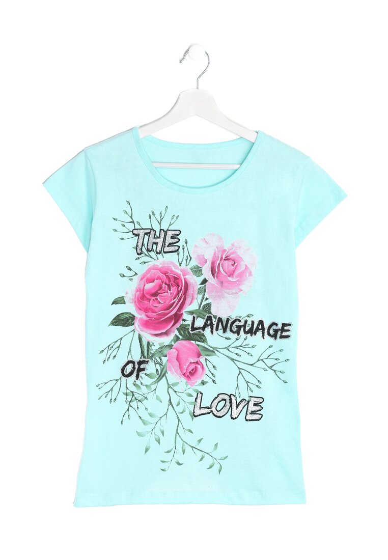 Miętowy T-shirt Perfect Language