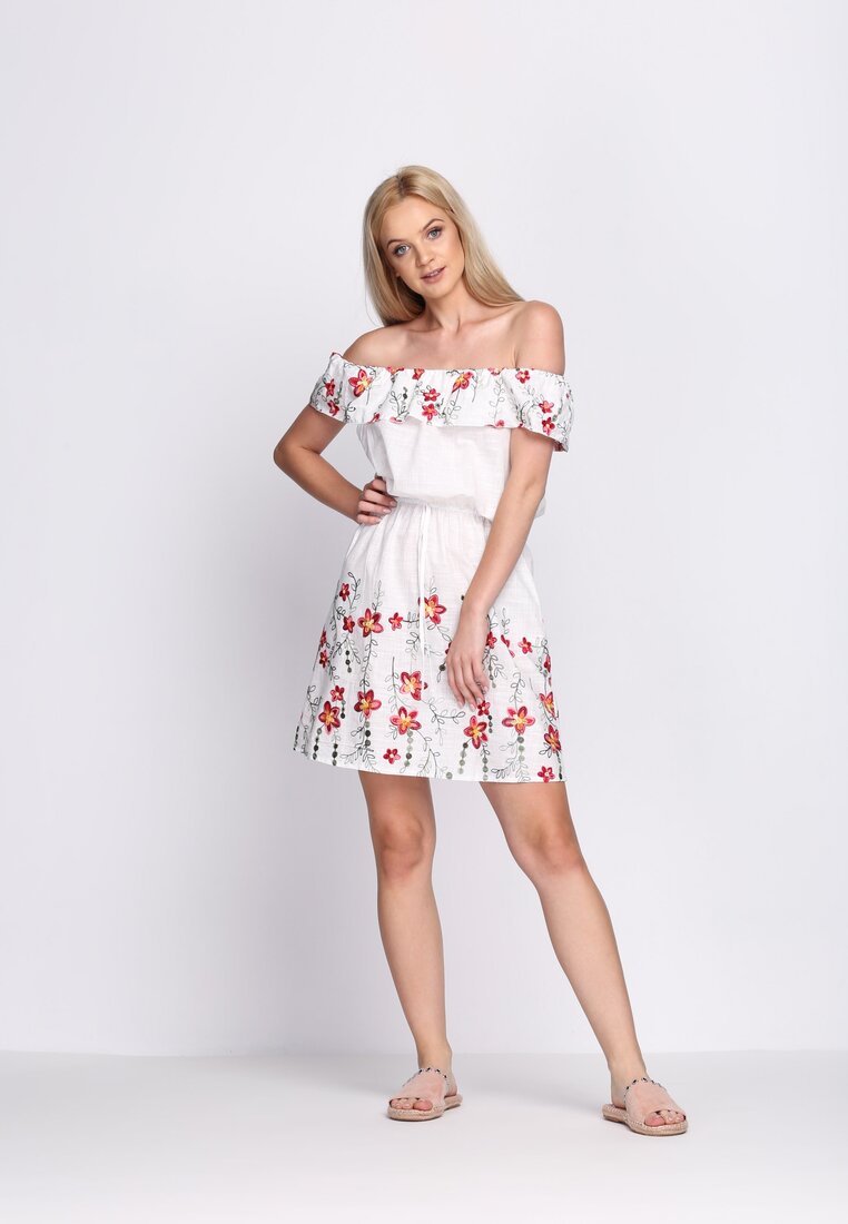 Biała Sukienka Maxi Floral