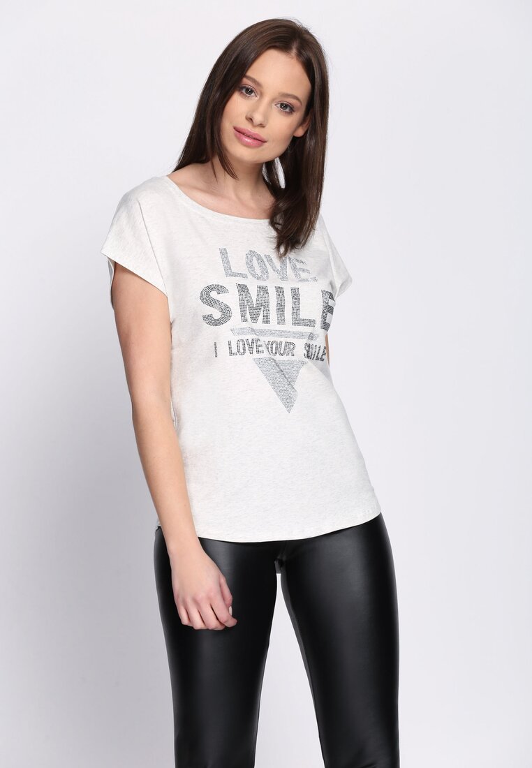 Jasnoszary T-shirt Love Smile