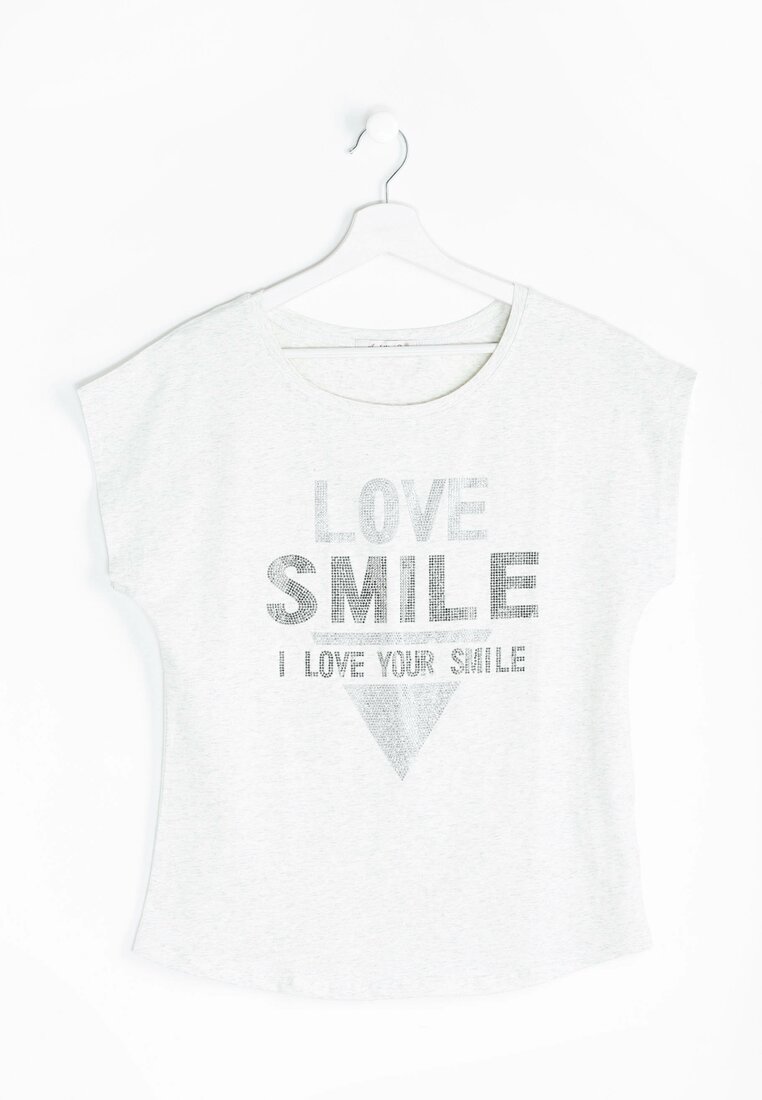 Jasnoszary T-shirt Love Smile
