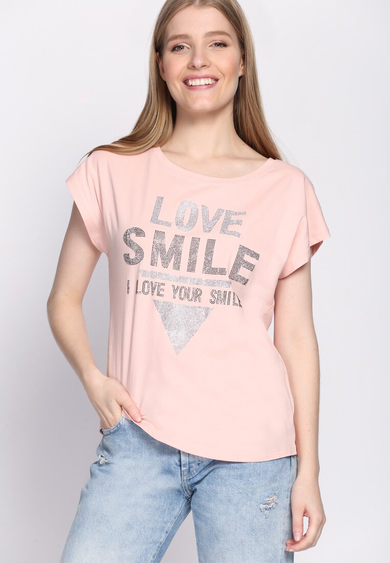 Różowy T-shirt Love Smile