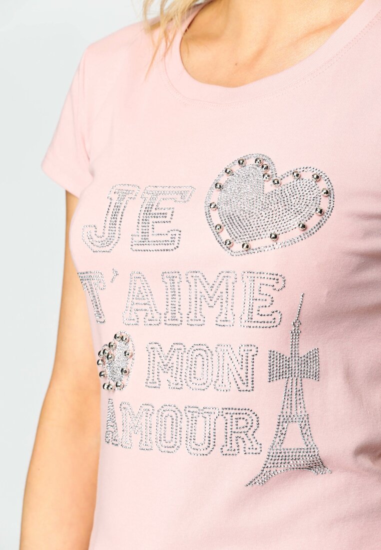 Różowy T-shirt Love Paris