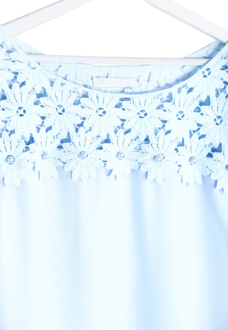 Niebieska Bluzka Flower Lace