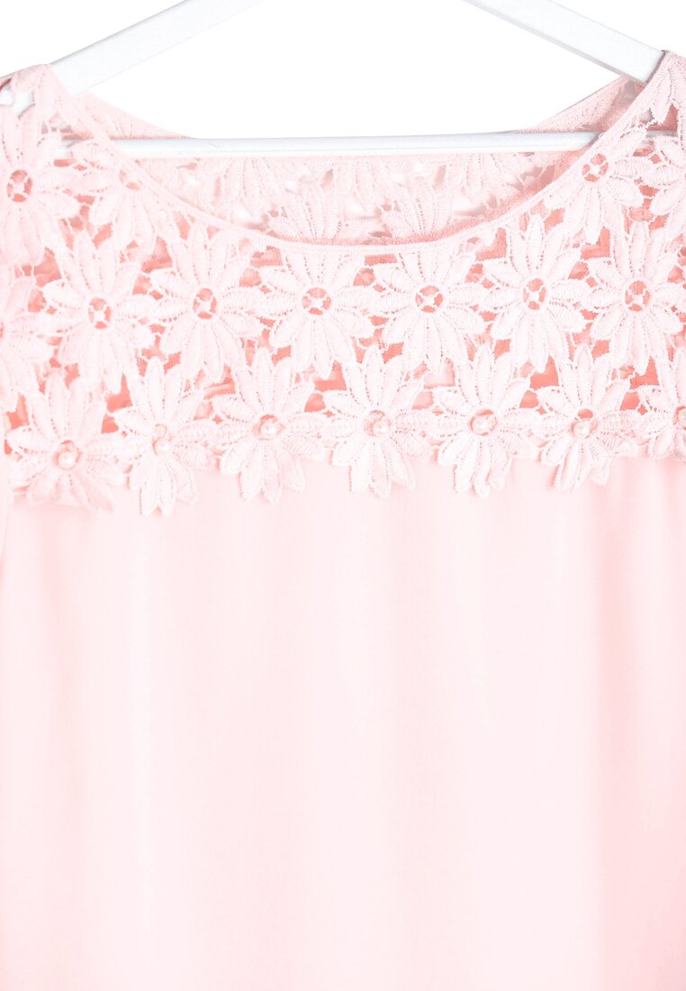 Jasnoróżowa Bluzka Flower Lace