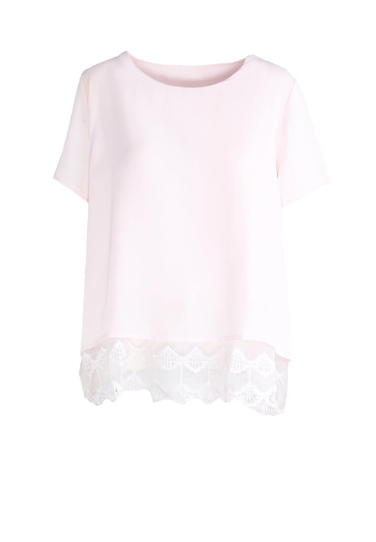 Jasnoróżowa Bluzka Lace Ruffle