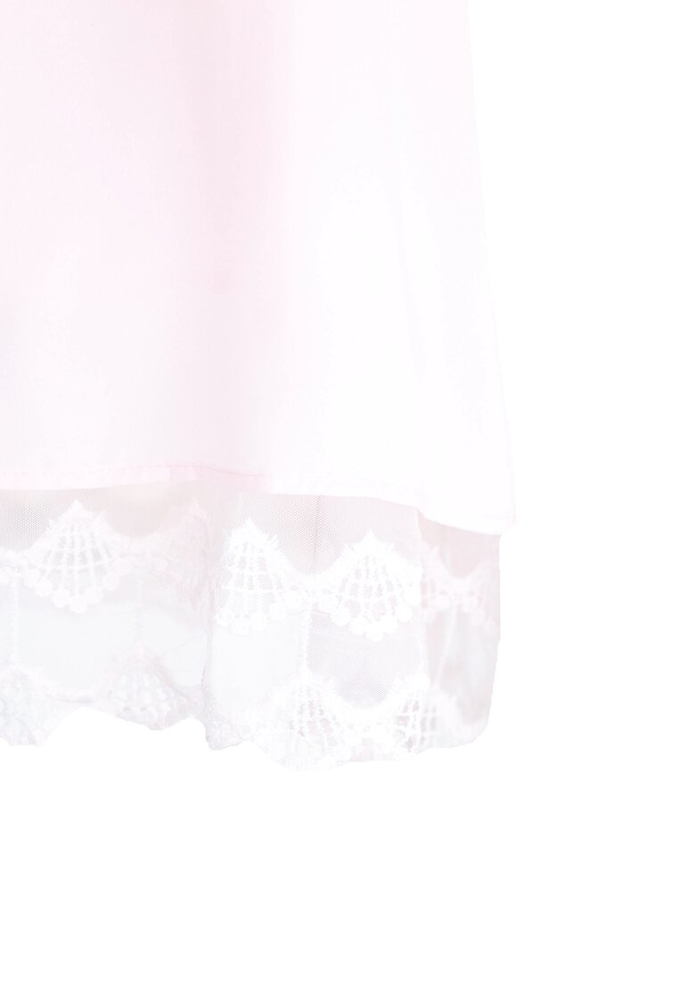 Jasnoróżowa Bluzka Lace Ruffle