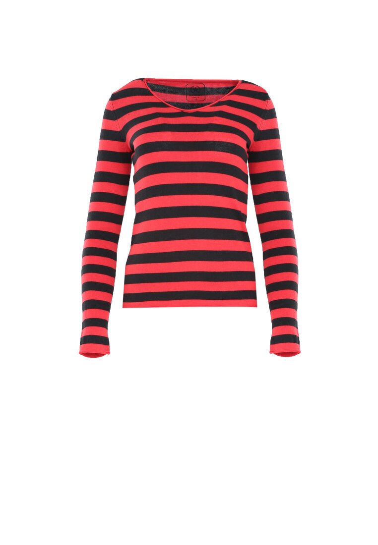 Czarno-Czerwony Sweter Crazy Stripes