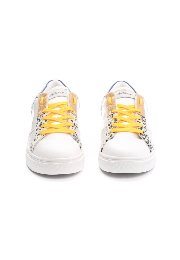 Biało-Żółte Sneakersy Patchwork