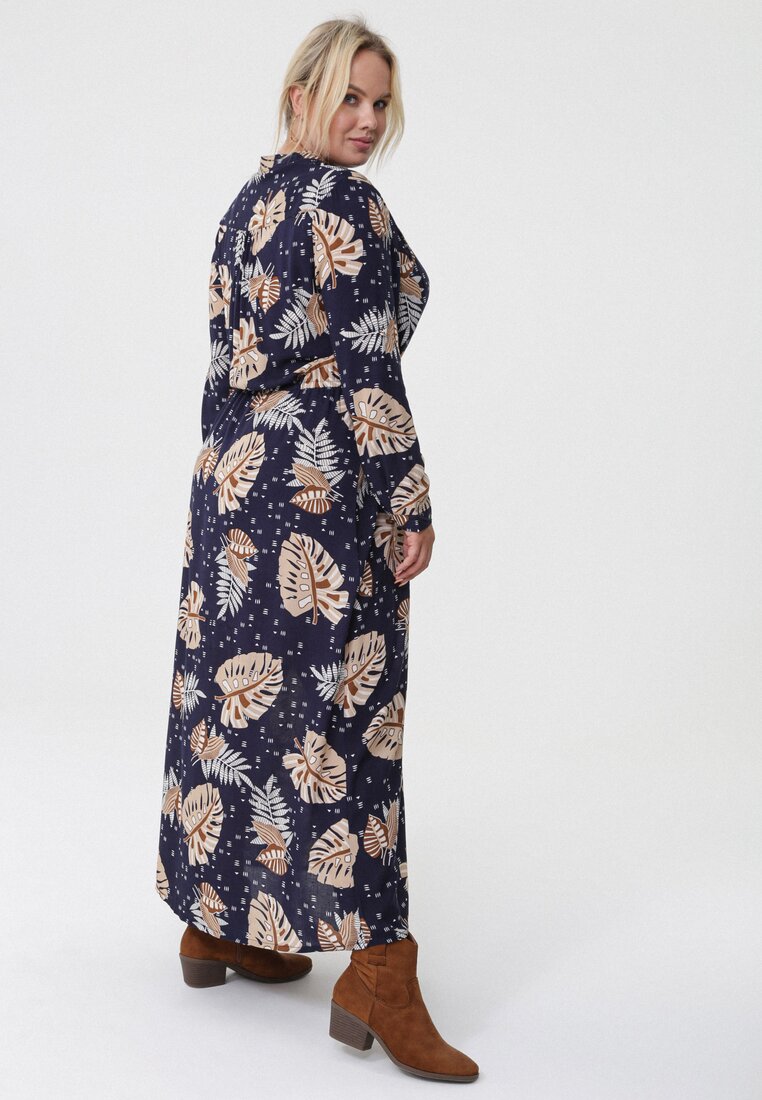 Granatowo-Beżowa Sukienka Painture