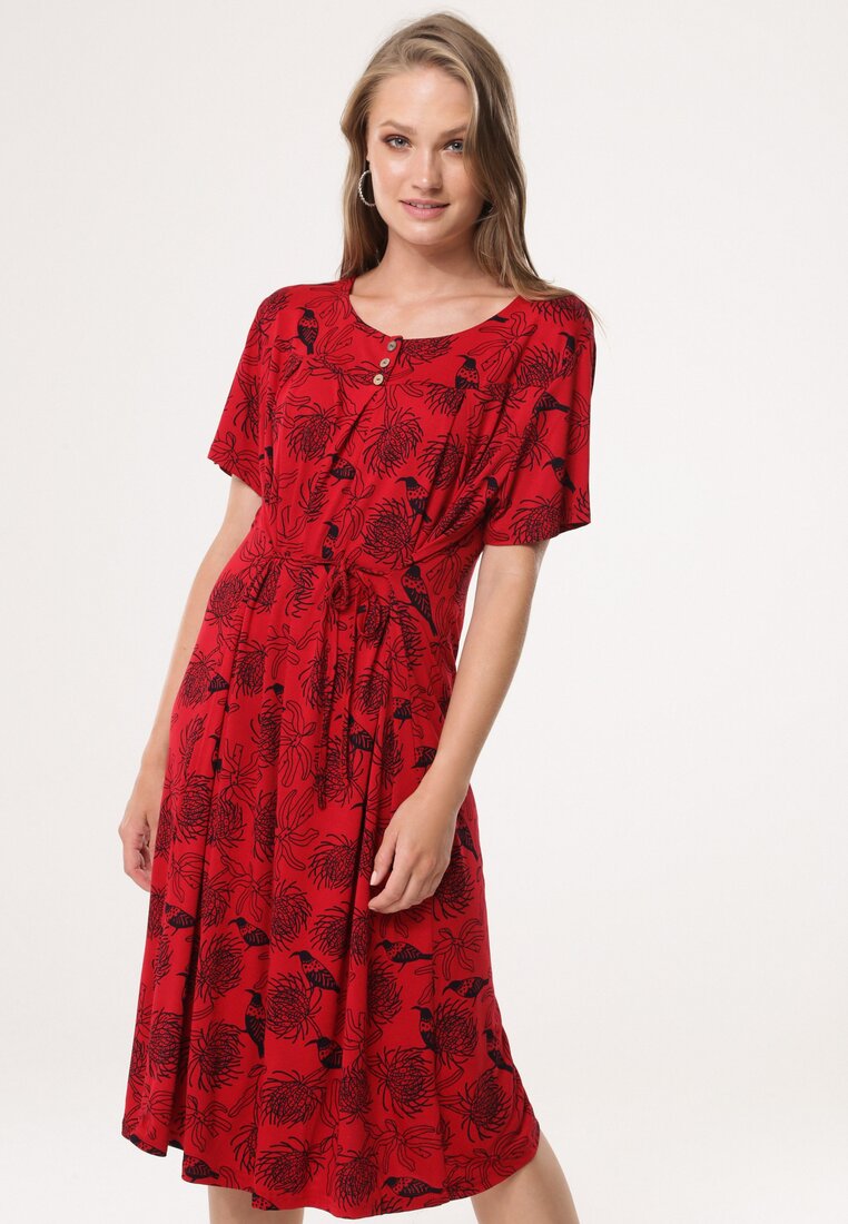 Czerwono-Czarna Sukienka Grassy