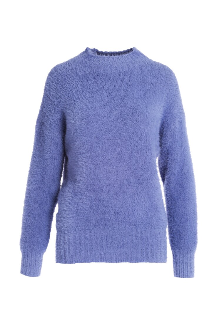 Niebieski Sweter Wełniany Holding On