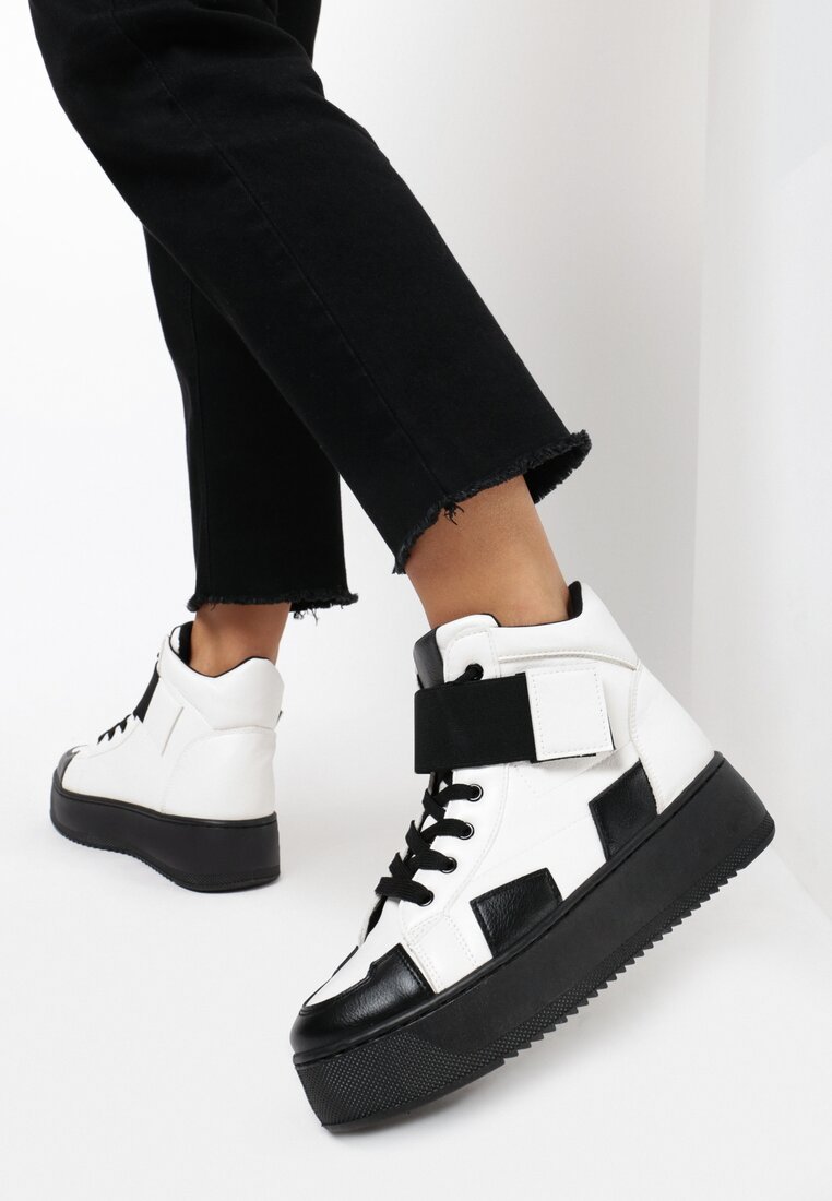 Czarno-Białe Sneakersy Lubna