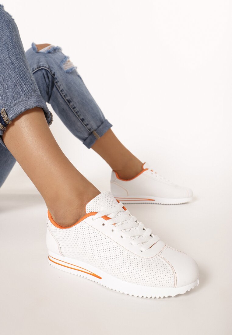 Biało-Pomarańczowe Buty Sportowe Evidone