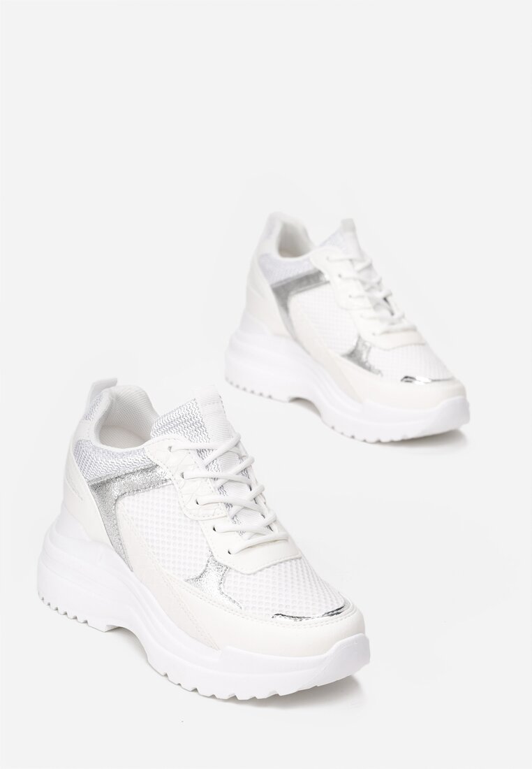 Białe Sneakersy na Ukrytym Koturnie Bretiax
