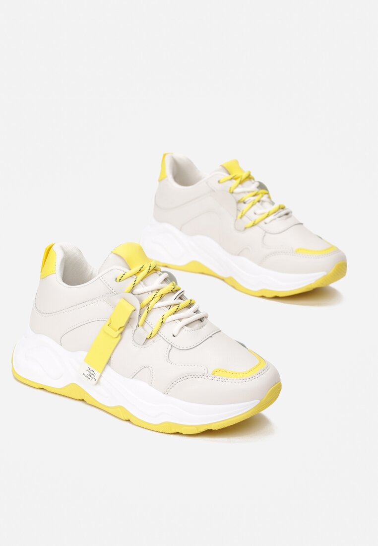 Beżowo-Żółte Sneakersy Dionele