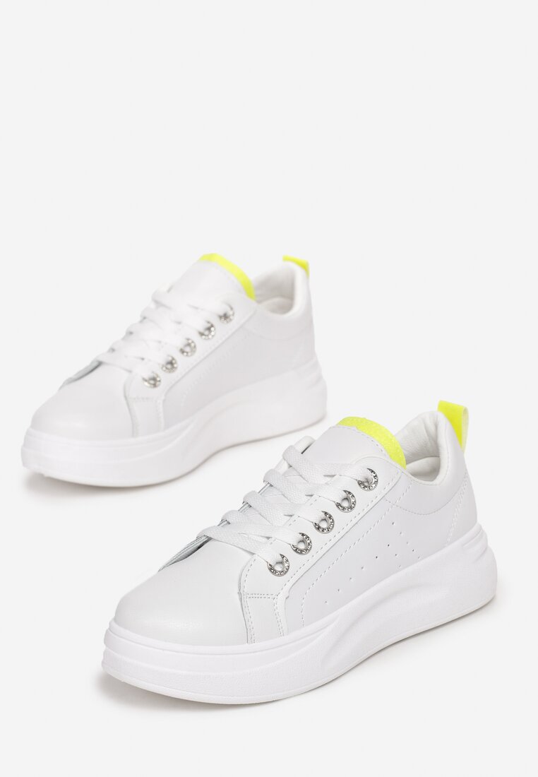 Biało-Limonkowe Sneakersy Hilaira