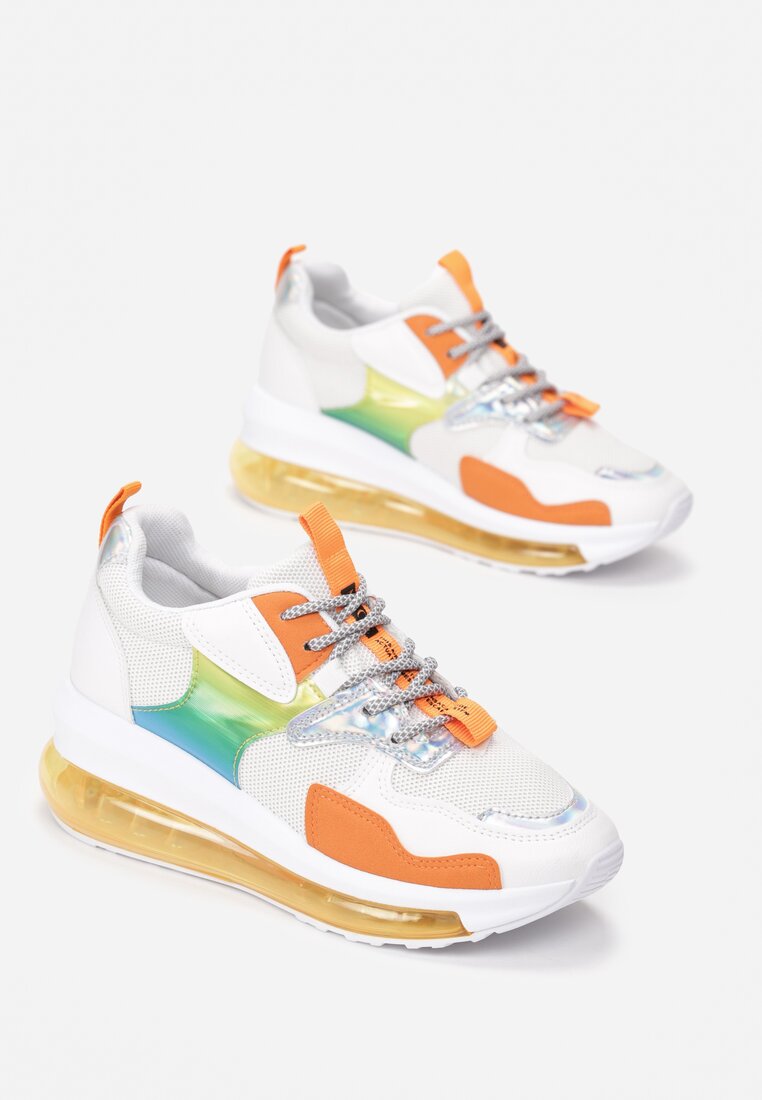 Biało-Pomarańczowe Sneakersy Sicalis