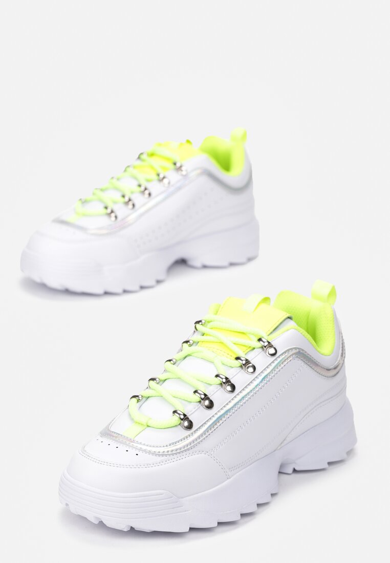Biało-Limonkowe Sneakersy Daphnia