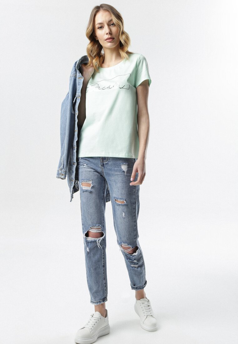 Miętowy T-shirt Pisimoni