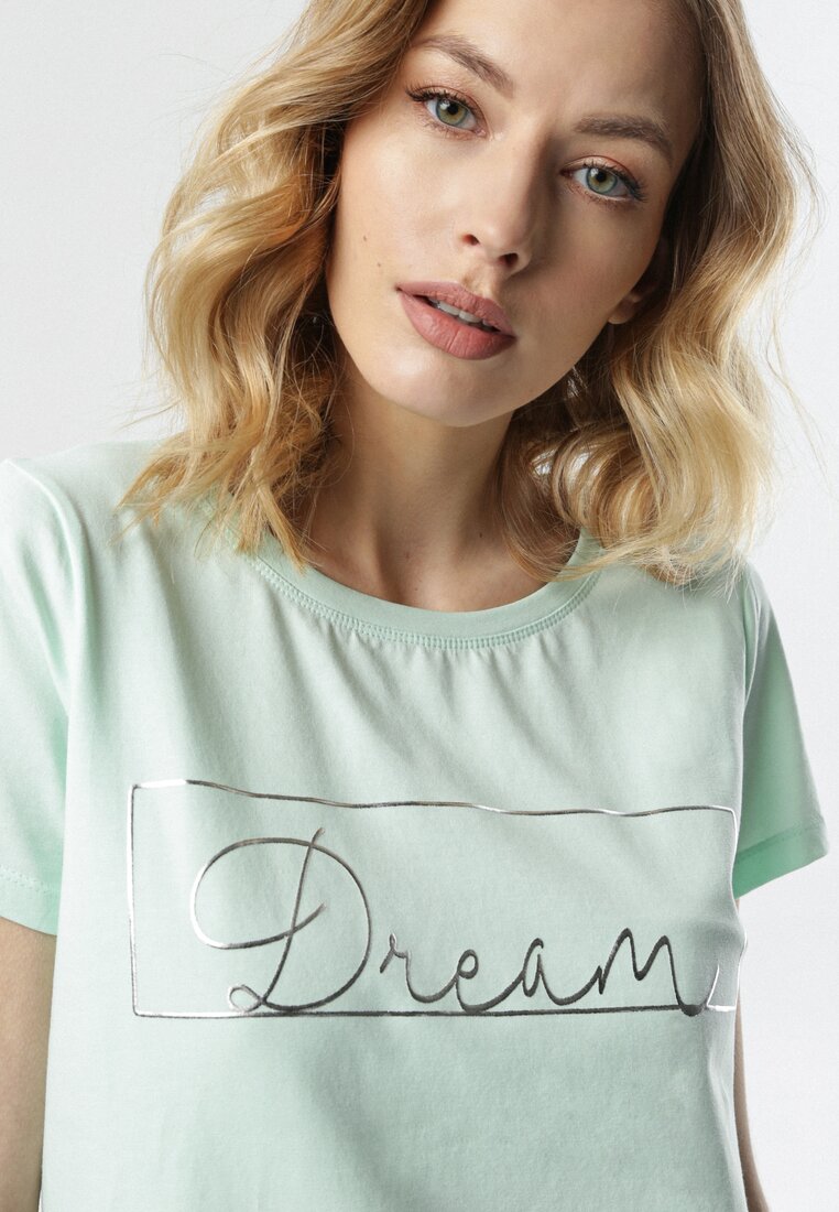 Miętowy T-shirt Pisimoni