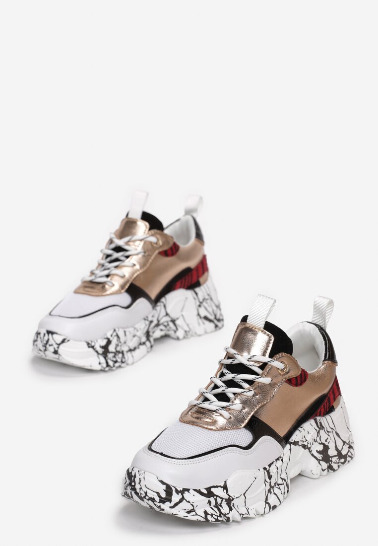 Biało-Złote Sneakersy Ginelee