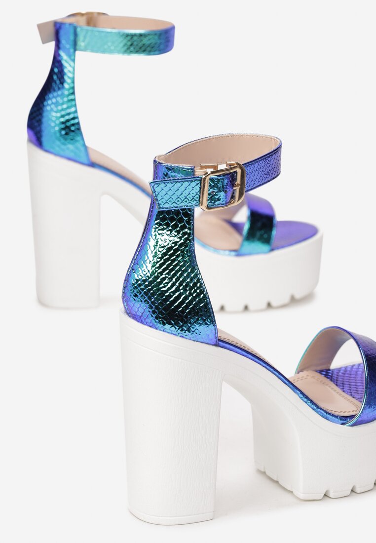 Niebieskie Holograficzne Sandały Aquanne