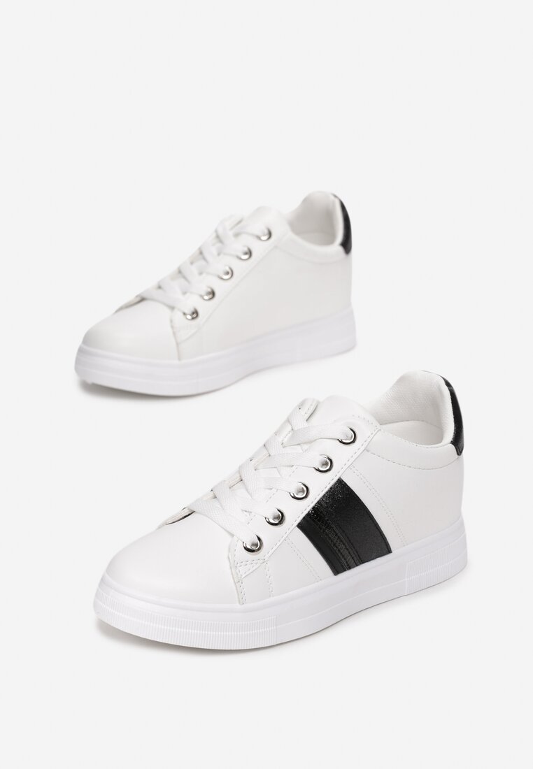 Biało-Czarne Sneakersy Na Ukrytym Koturnie Halisura