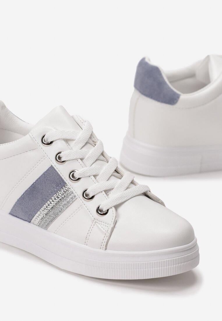 Biało-Niebieskie Sneakersy Na Ukrytym Koturnie Halisura