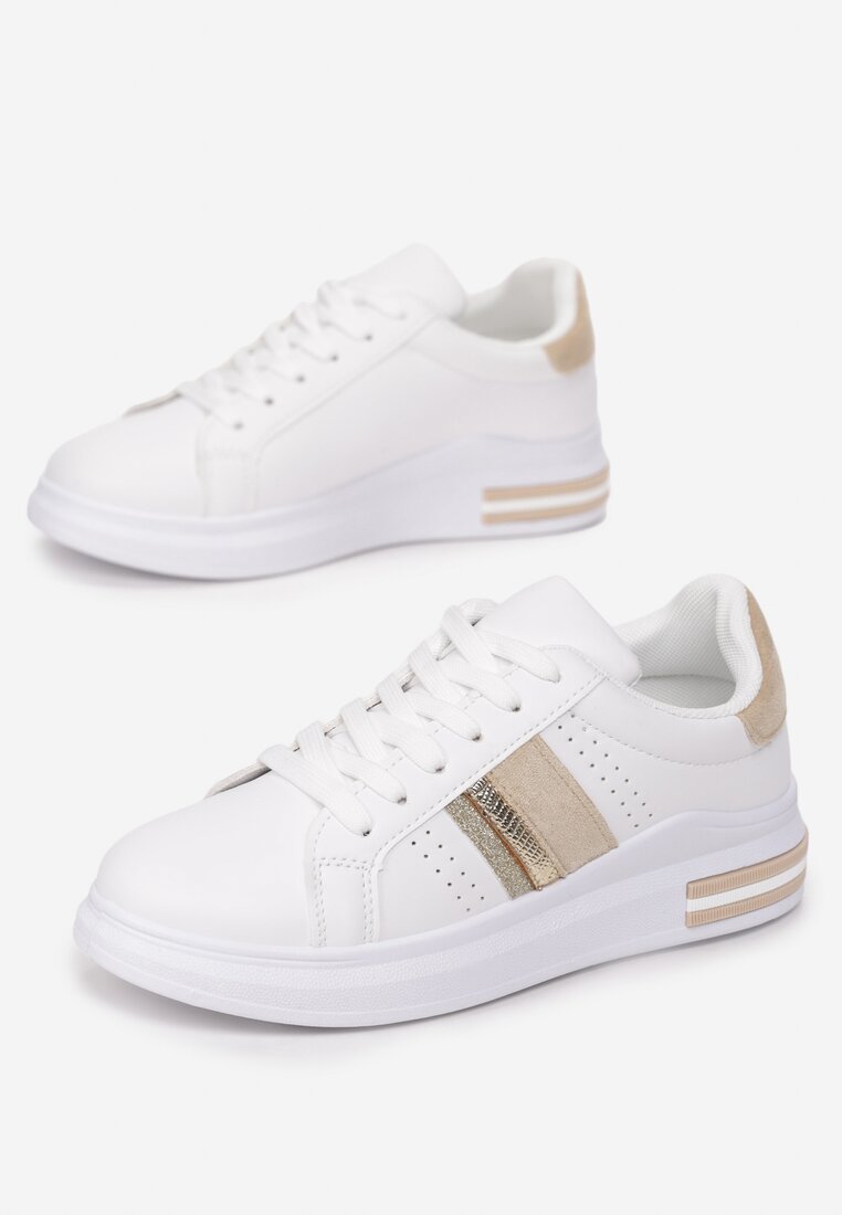 Biało-Beżowe Sneakersy Leunara