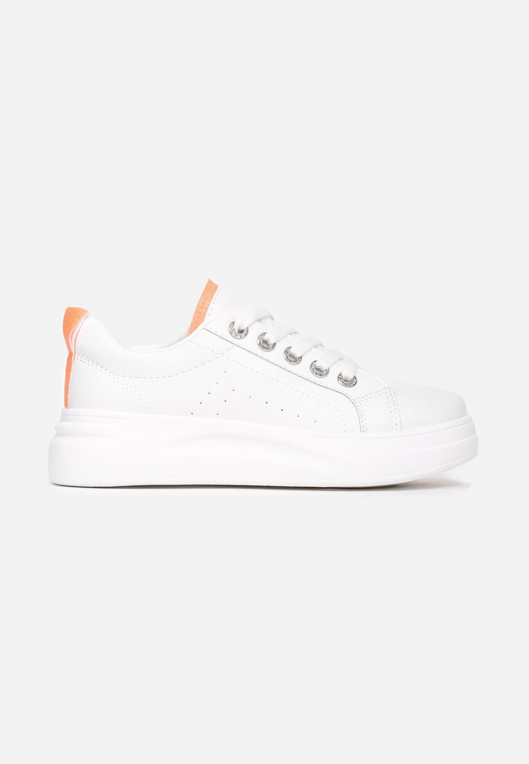 Biało-Pomarańczowe Sneakersy Hilaira