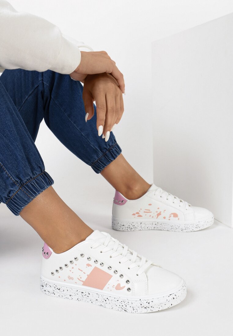 Biało-Różowe Sneakersy Olenea